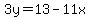 3y=13-11x