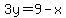3y=9-x