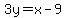 3y=x-9