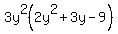 3y%5E2%282y%5E2+%2B+3y+-+9%29