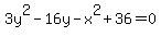 3y%5E2+-+16y+-+x%5E2+%2B36+=+0