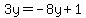\"3y+=+-8y+%2B+1\"
