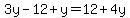 3y-12%2By=12%2B4y
