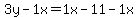 \"3y-1x+=+1x-11-1x\"