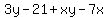 3y-21%2Bxy-7x