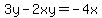 3y-2xy=-4x