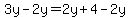 3y-2y=2y%2B4-2y