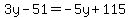 3y-51=-5y%2B115