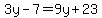 3y-7=9y%2B23
