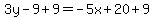 3y-9%2B9=-5x%2B20%2B9