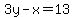 3y-x=13