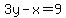 3y-x=9