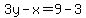 3y-x=9-3