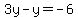 3y-y=-6