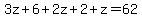 3z%2B6%2B2z%2B2%2Bz=62