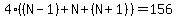 4%28%28N-1%29%2BN%2B%28N%2B1%29%29=156