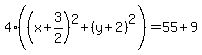 4%28%28x%2B3%2F2%29%5E2%2B%28y%2B2%29%5E2%29=55%2B9