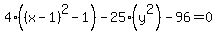 4%28%28x-1%29%5E2-1%29-25%28y%5E2%29-96=0
