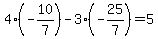 4%28-10%2F7%29+-+3%28-25%2F7%29+=+5