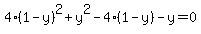 4%281-y%29%5E2%2By%5E2-4%281-y%29+-+y+=+0