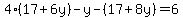 4%2817%2B6y%29-y-%2817%2B8y%29=6