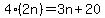 4%282n%29=3n%2B20