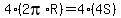 4%282pi%2AR%29=4%284S%29