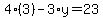 4%283%29-3%2Ay=23