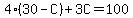 4%2830-C%29%2B3C=100
