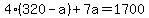 4%28320-a%29%2B7a=1700