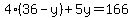 4%2836-y%29%2B5y=166
