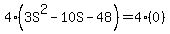 4%283S%5E2+-+10S+-+48%29+=+4%280%29