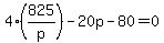 4%28825%2Fp%29-20p-80=0