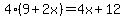 4%289%2B2x%29=4x%2B12