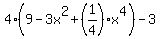 4%289-3x%5E2%2B+%281%2F4%29x%5E4%29-3