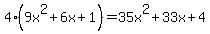 4%289x%5E2%2B6x%2B1%29=35x%5E2%2B33x%2B4