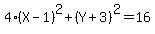 4%28X-1%29%5E2%2B%28Y%2B3%29%5E2=16