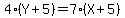 4%28Y%2B5%29=7%28X%2B5%29