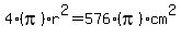 4%28pi%29r%5E2=576%28pi%29cm%5E2
