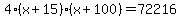4%28x%2B15%29%28x%2B100%29=72216