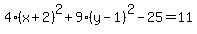 4%28x%2B2%29%5E2%2B9%28y-1%29%5E2-25=%2B11