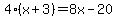 4%28x%2B3%29=8x-20