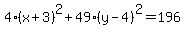 4%28x%2B3%29%5E2%2B49%28y-4%29%5E2+=+196