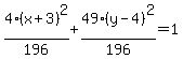 4%28x%2B3%29%5E2%2F196%2B49%28y-4%29%5E2%2F196+=+1