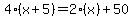 4%28x%2B5%29+=+2%28x%29%2B50