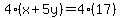 4%28x%2B5y%29=4%2817%29