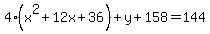 4%28x%5E2%2B12x%2B36%29%2By%2B158=144