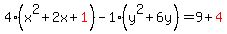 4%28x%5E2%2B2x%2Bred%281%29%29-1%28y%5E2%2B6y%29=9%2Bred%284%29