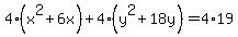 4%28x%5E2%2B6x%29%2B4%28y%5E2%2B18y%29=4%2A19