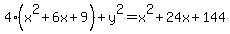 4%28x%5E2%2B6x%2B9%29%2By%5E2=x%5E2%2B24x%2B144